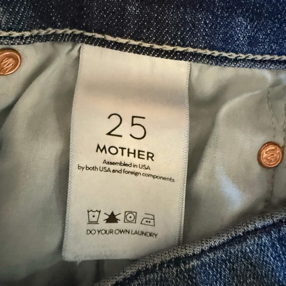 MOTHER Four Points Fray Denim Mini Skirt